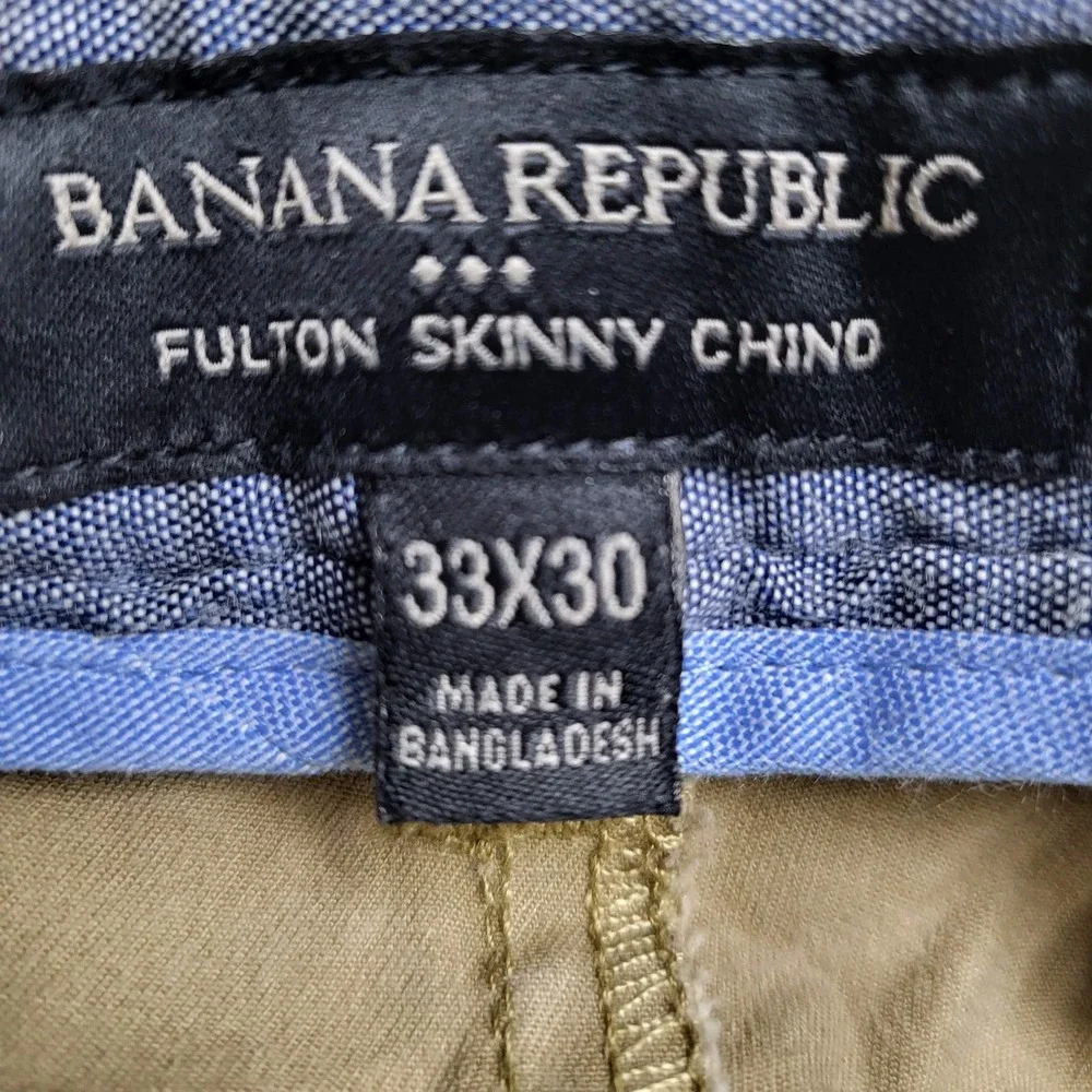 Banana Republic Men‎ Pants 33X30 Khaki Chino Twill Fulton Skinny Button 29